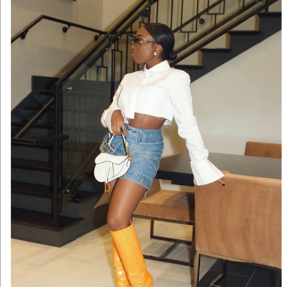 Collar Crop top shirt